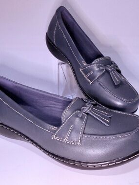 Clarks Navy Tassel Slip-On Loafers